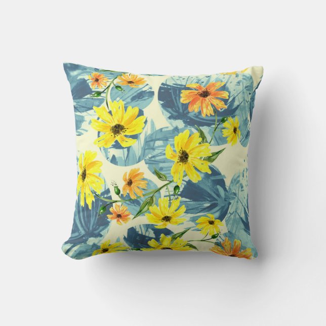 Creative Watercolor Plants: Stylish Seamless Cushion (Front)