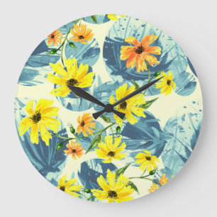 Creative Watercolor Plants: Stylish Seamless Large Clock