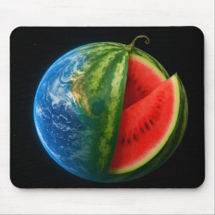 Creative Watermelon Planet Floating in Space. Mouse Mat