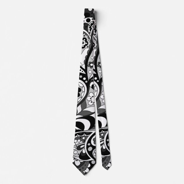 Creative Wavy Abstract Endless Flow Doodle Pattern Tie (Front)