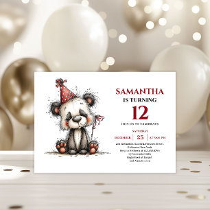 Creative Whimsical animals Red Black kids birthday Invitation