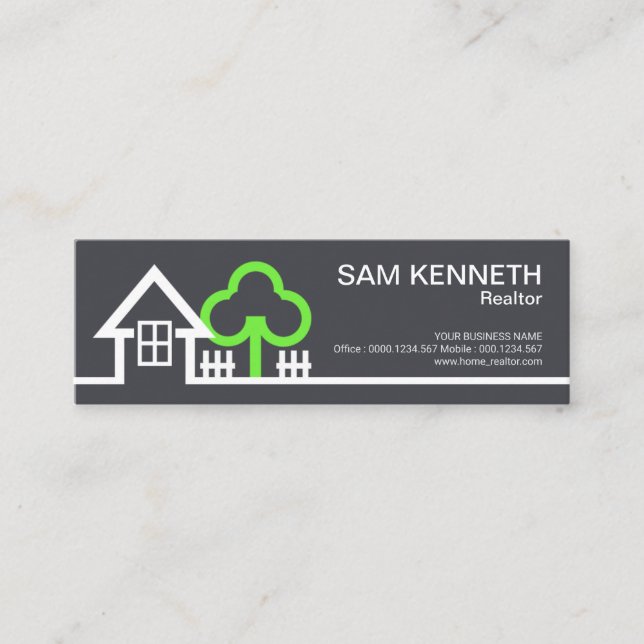 Creative White House Picket Fence Realtor Mini Business Card (Front)