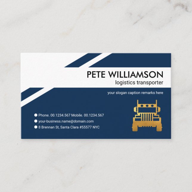 Creative White Logistics Routes Transport Driver Business Card (Front)