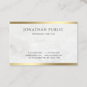 Creative White Marble Modern Gold Look Template Business Card