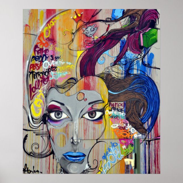 Creative Woman Psychedelic Art Graffiti Poster (Front)