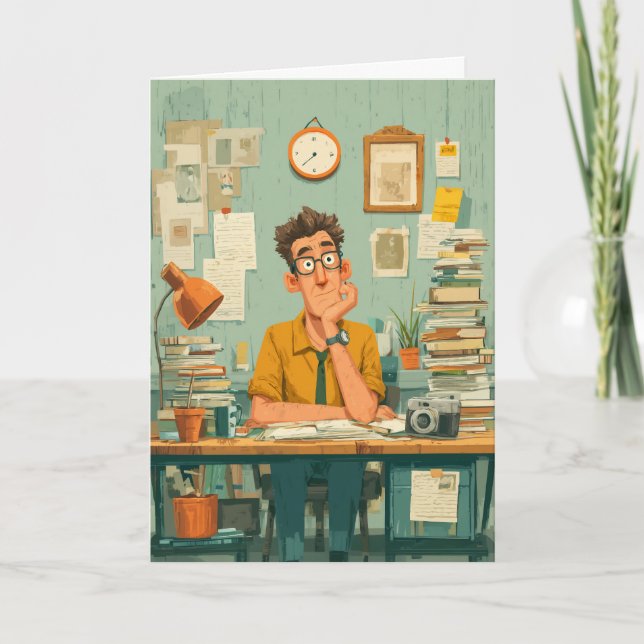 Creative Writer in Busy Office Card (Front)