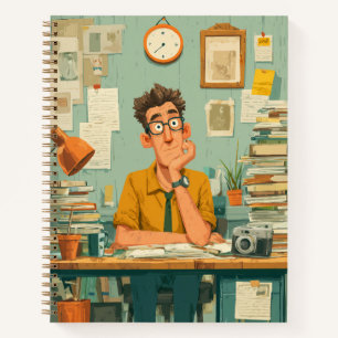 Creative Writer in Busy Office Notebook