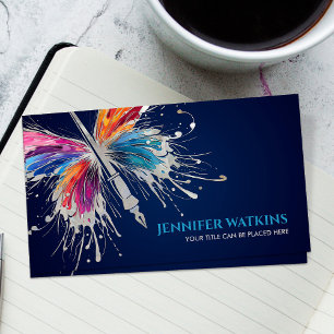 Creative Writing - Fountain Ink Pen Butterfly Business Card