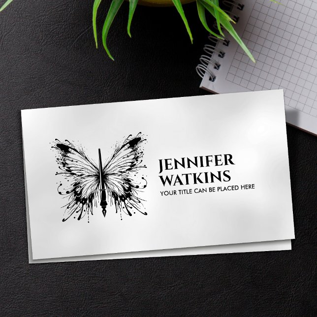 Creative Writing - Fountain Ink Pen Butterfly Business Card (Creator Uploaded)