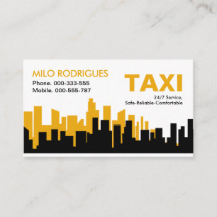 Creative Yellow Building Silhouette Taxi Business Card