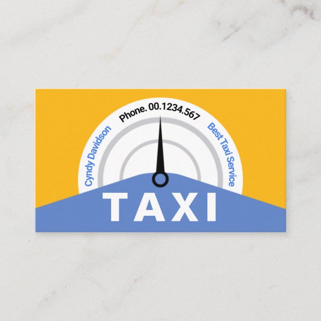 Creative Yellow Taxi Speedometer Business Card (Front)