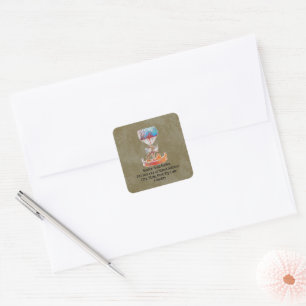 Creatives Coffee Stain Hot Air Balloon Snail Mail Square Sticker