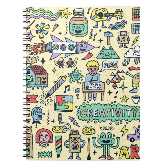 Creativity Activities Funny Doodle Cartoon Set 1.  Notebook (Front)