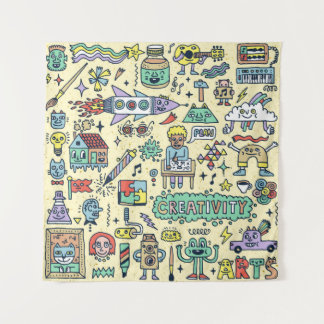 Creativity Activities Funny Doodle Cartoon Set 1. Tapestry