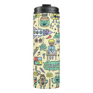 Creativity Activities Funny Doodle Cartoon Set 1. Thermal Tumbler