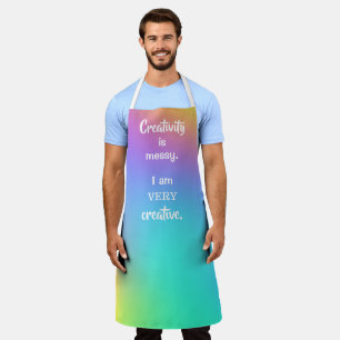 Creativity is Messy Colourful Gradient Funny Apron