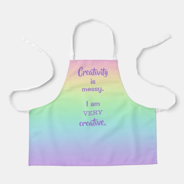 Creativity is Messy Rainbow Funny Kids Apron (Front)