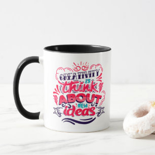 Creativity New Ideas Motivational Black Accent Mug