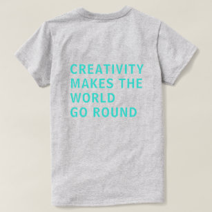Creativity Quote Blue Typography Back Print Grey T-Shirt