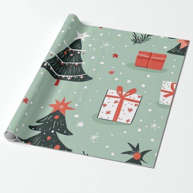 Creator Christmas Blue Wrapping Paper (Unrolled)