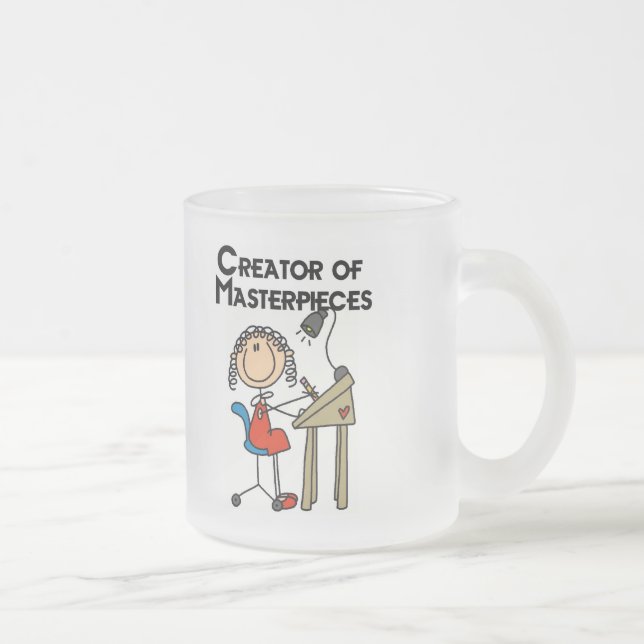 Creator of Masterpieces Tshirts and Gifts Frosted Glass Coffee Mug (Right)
