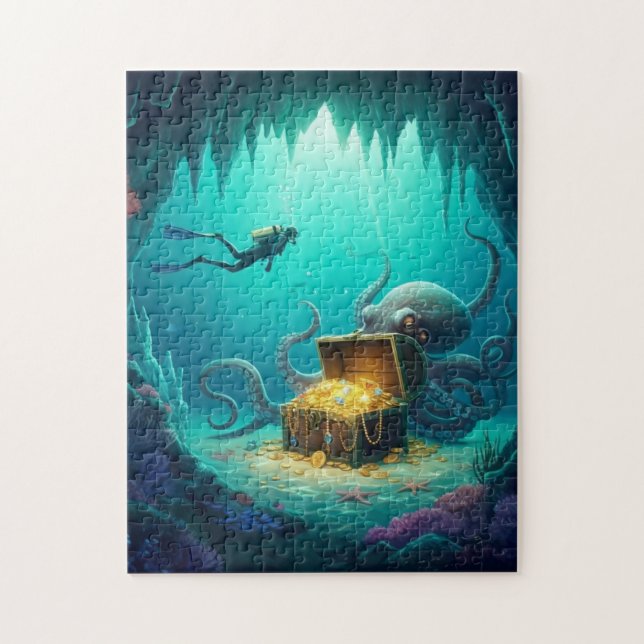Creature guarding reef treasure jigsaw puzzle (Vertical)