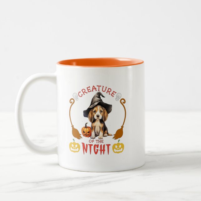 Creature Of The Night Beagle Two-Tone Coffee Mug (Left)