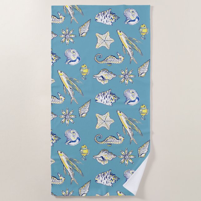Creatures fom the ocean bath towel set (Front)
