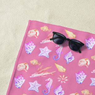 Creatures fom the ocean  beach towel