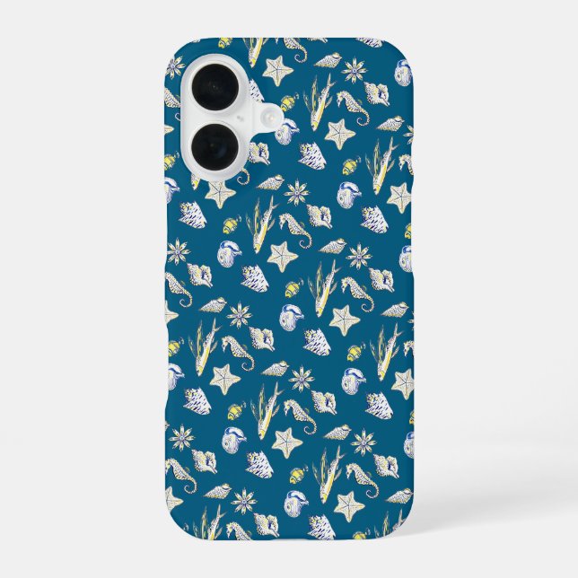 Creatures fom the ocean blue iPhone 16 case (Back)