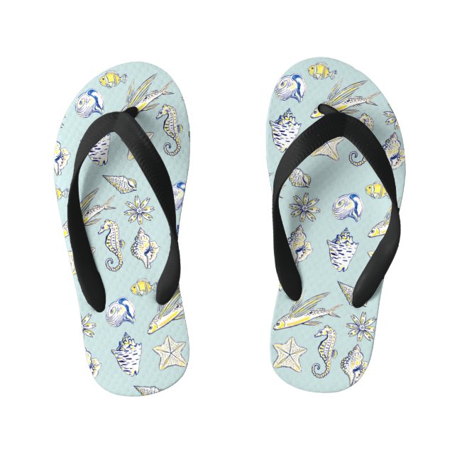 Creatures fom the ocean kid's flip flops (Footbed)