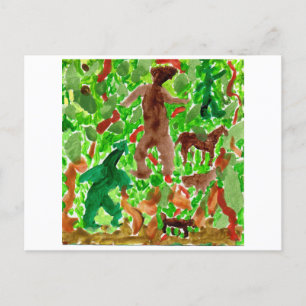 Creatures in the deep forest postcard