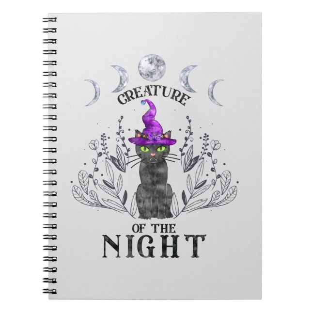 Creatures of the Night – Halloween Black Cat Notebook (Front)
