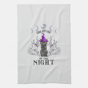Creatures of the Night – Halloween Black Cat Tea Towel