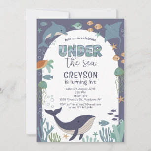 Creatures Under the Sea Ocean Birthday Invitation