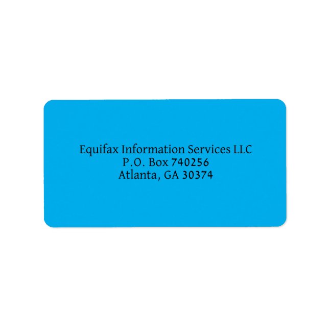 Credit Bureaus Addresses  Label (Front)
