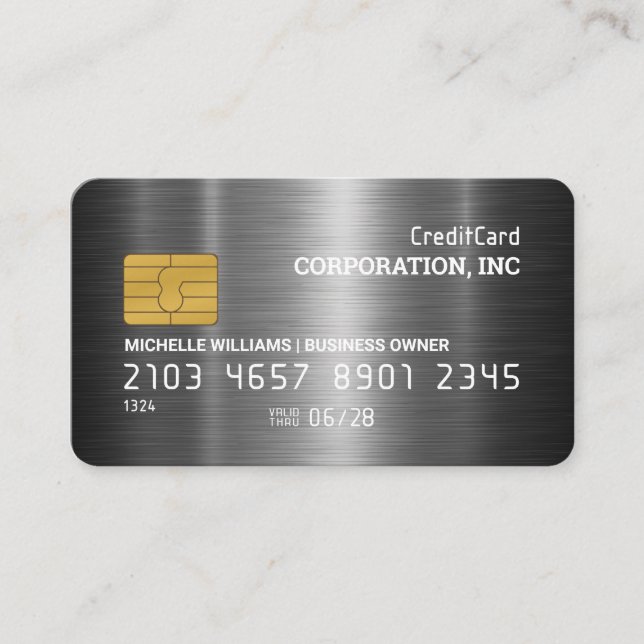 Credit Card | Aluminium Silver Metallic Brushed (Front)