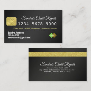 Credit Card Black and Gold Glitter Business Card