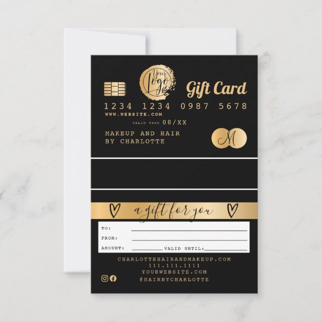 Credit card black gold foil gift card (Front)