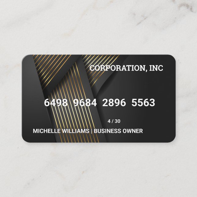 Credit Card | Black Gold Stripes Background (Front)