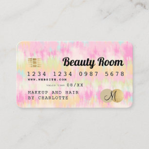 Credit card boho tie dye pastel beauty monogram
