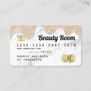 Credit card girly gold glitter drips marble beauty