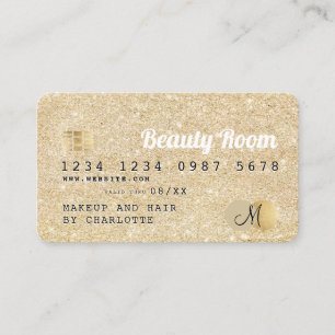Credit card gold glitter beauty monogram