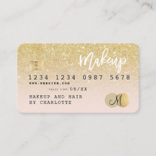 Credit card gold glitter blush pink girly monogram