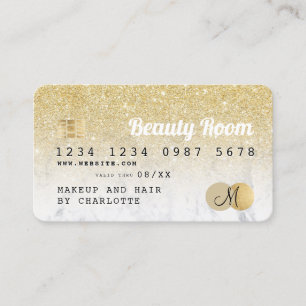 Credit card gold glitter marble beauty monogram