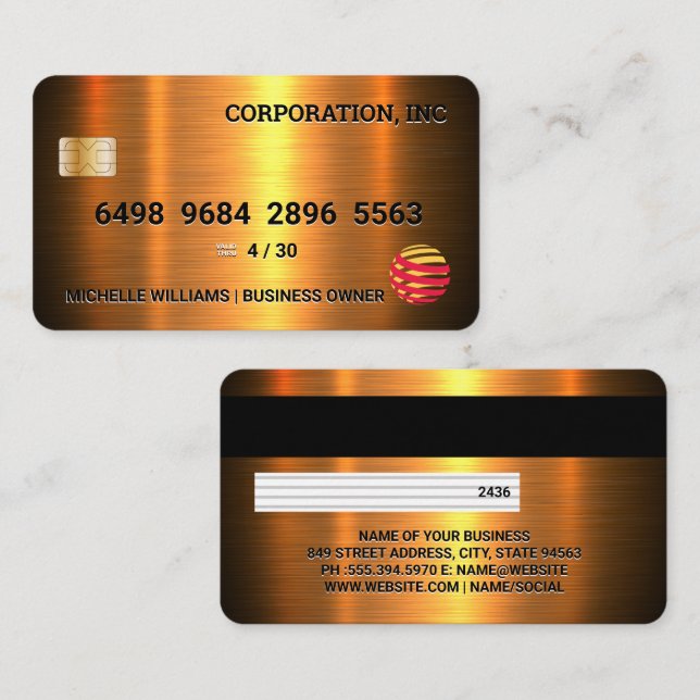 Credit Card | Golden Metallic (Front/Back)