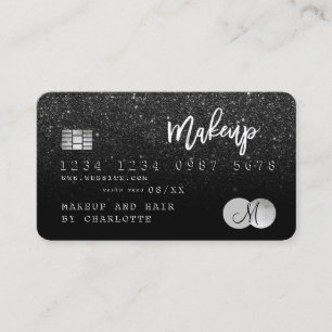 Credit card hair makeup black glitter monogram