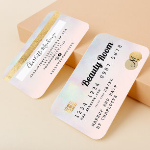 Credit card holographic ombre beauty monogram