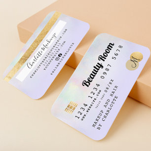 Credit card holographic purple beauty monogram