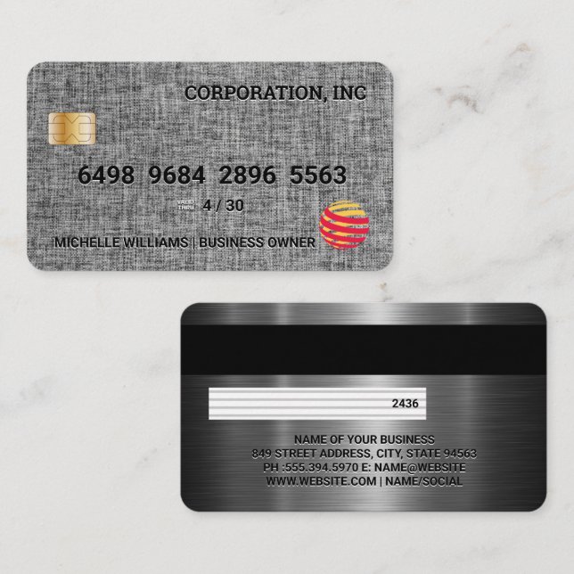 Credit Card | Linen Fabric | Metallic  (Front/Back)